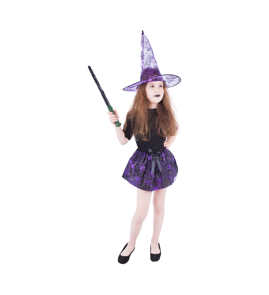 Dětská fialová sukýnka a klobouk - Čarodějka