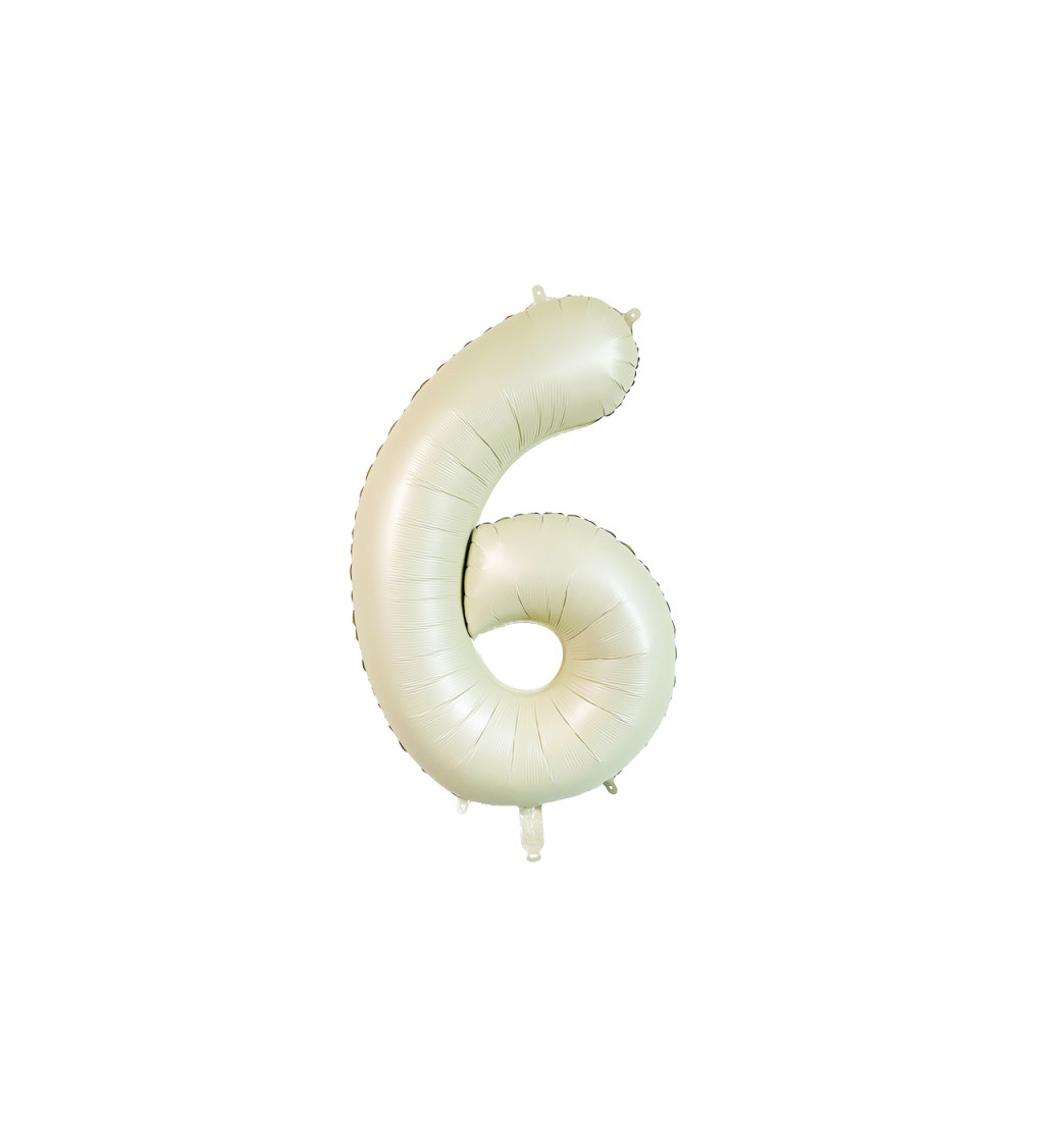 Fóliový balónek  číslo 6 krémový