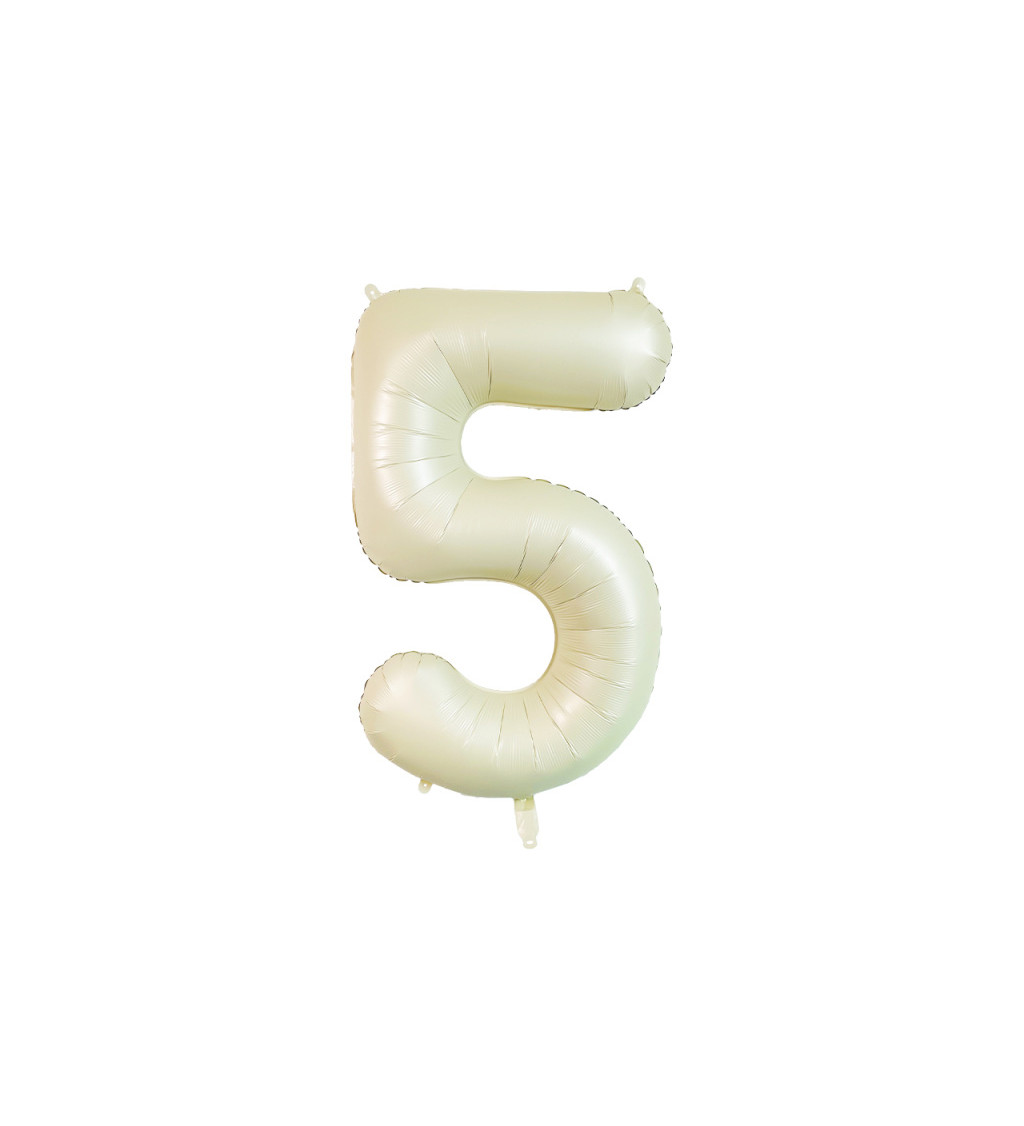 Fóliový balónek číslo 5 krémový 80 cm