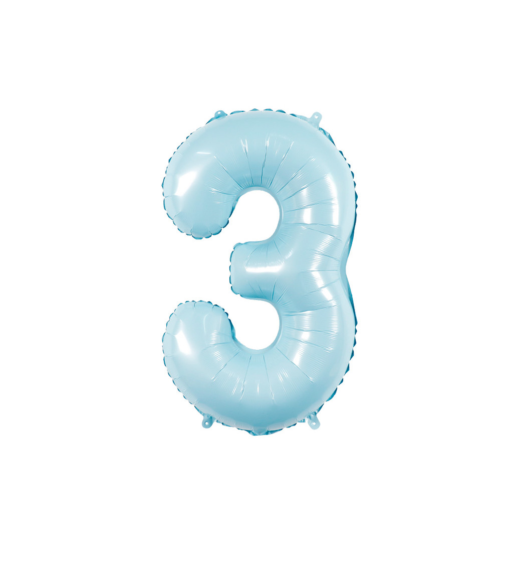 Fóliový balónek číslo 3 světle modré 80 cm