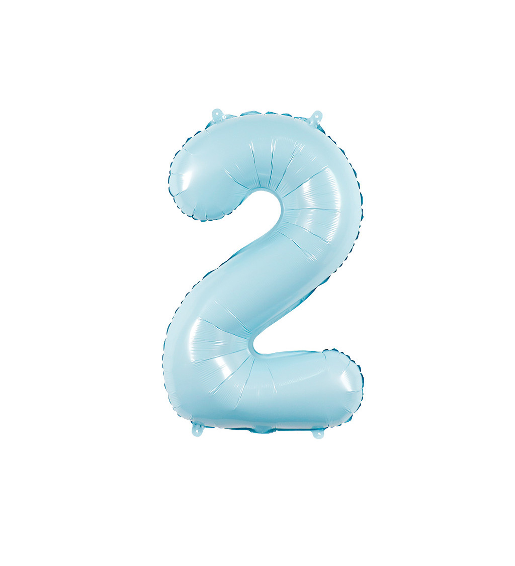 Fóliový balónek číslo 2 světle modré 80 cm