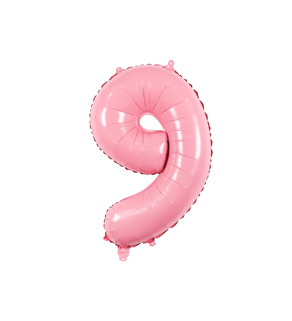 Fóliový balónek číslo 9 světle růžové 80 cm