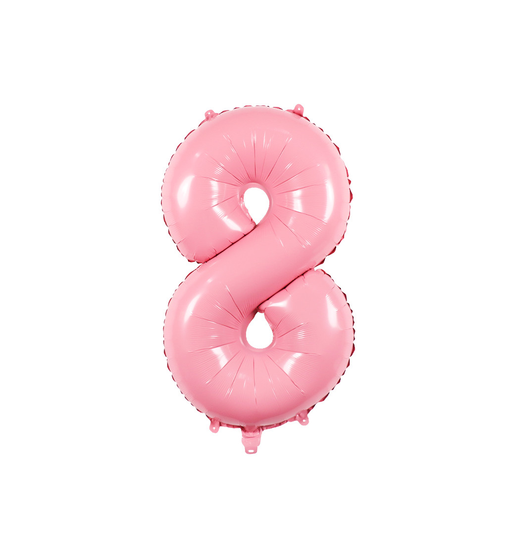 Fóliový balónek číslo 8 světle růžové 80 cm