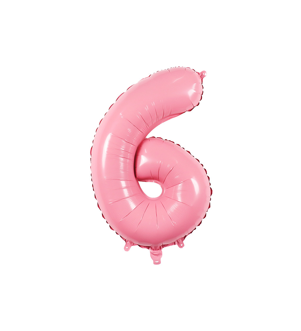 Fóliový balónek číslo 6 světle růžové 80 cm