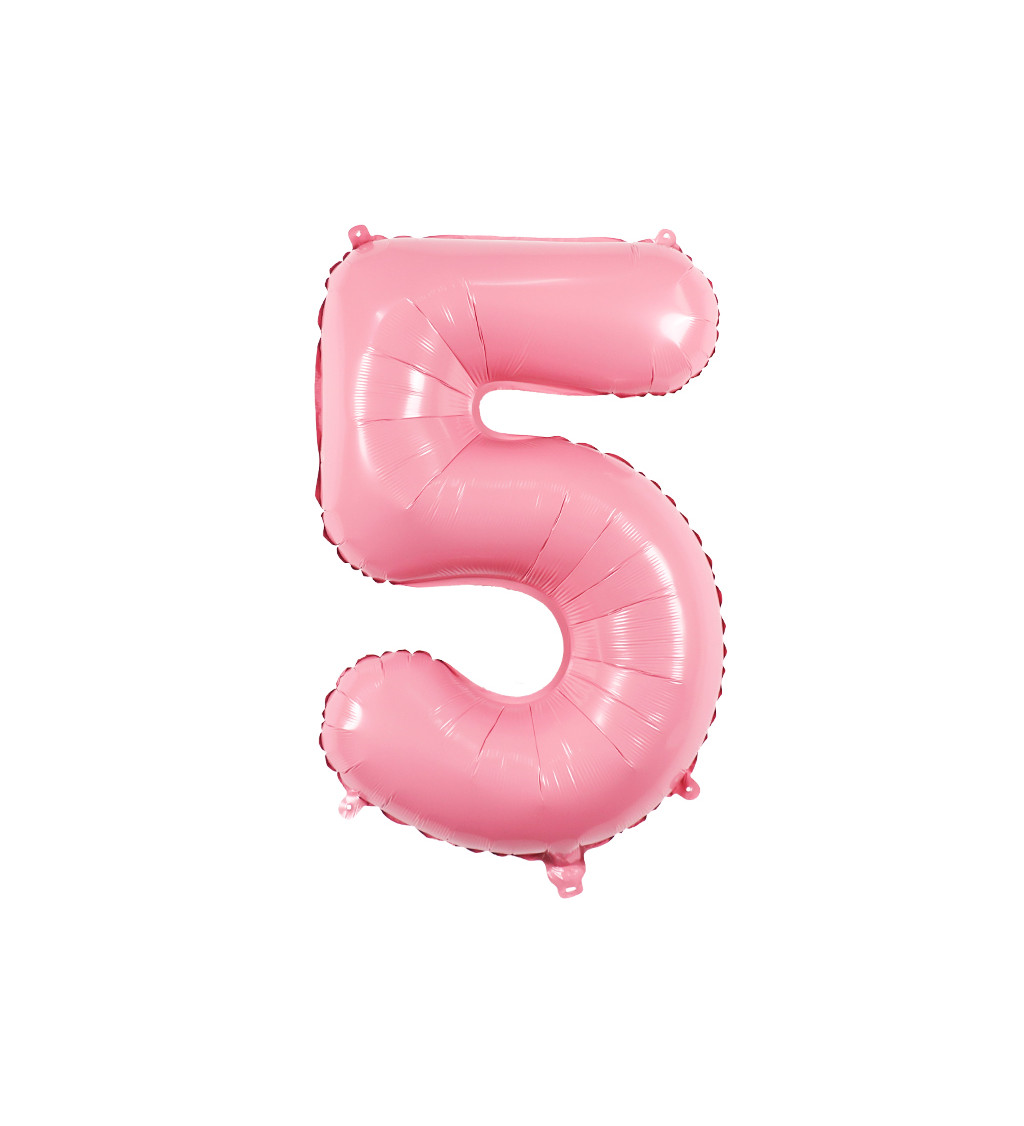 Fóliový balónek číslo 5 světle růžové 80 cm