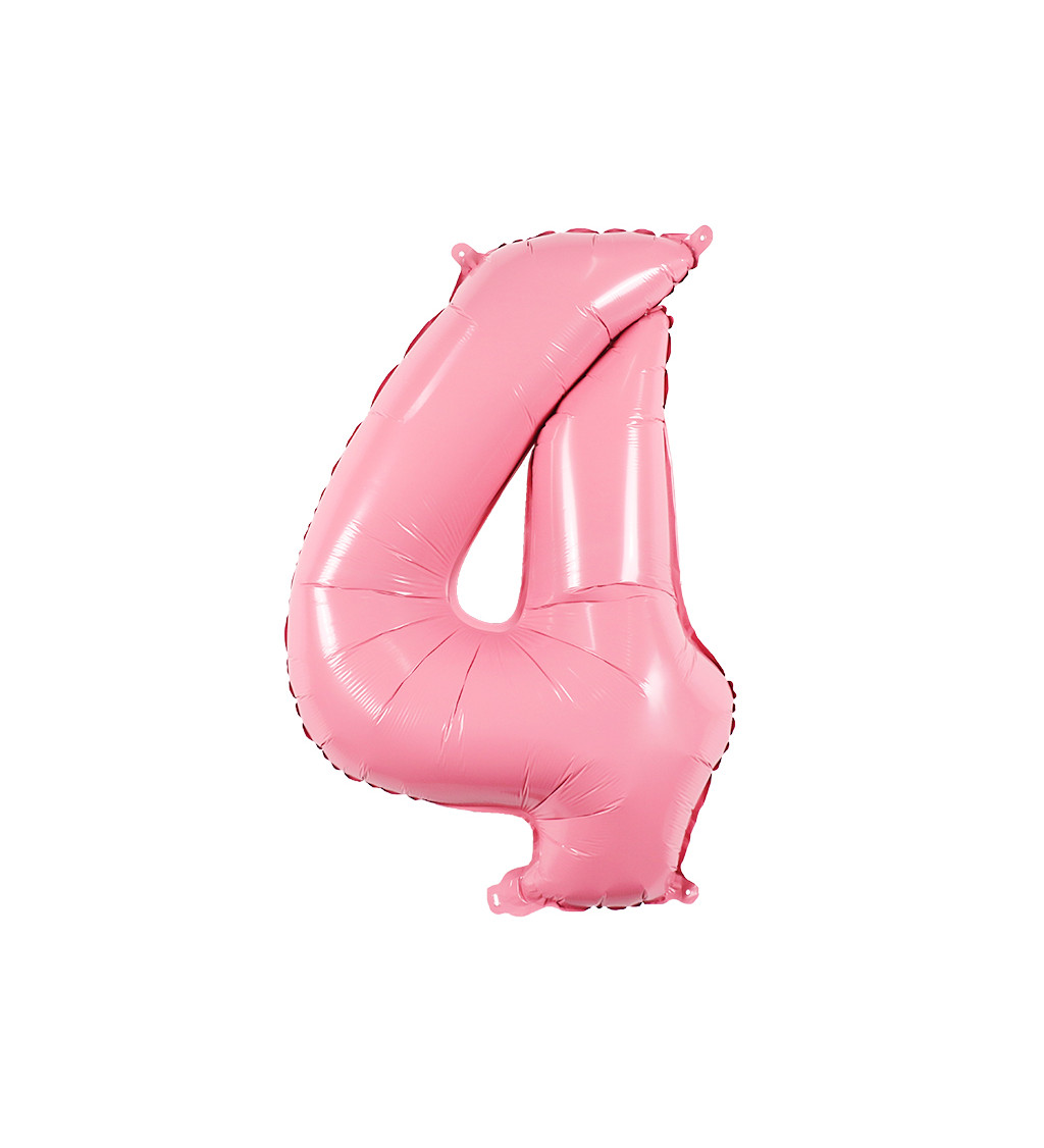 Fóliový balónek číslo 4 světle růžové 80 cm