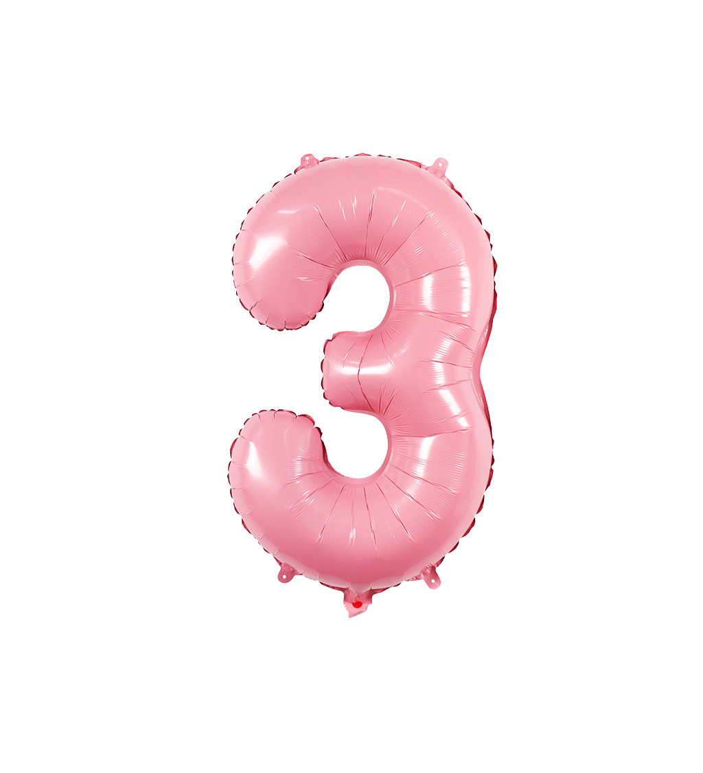 Fóliový balónek číslo 3 světle růžové 80 cm