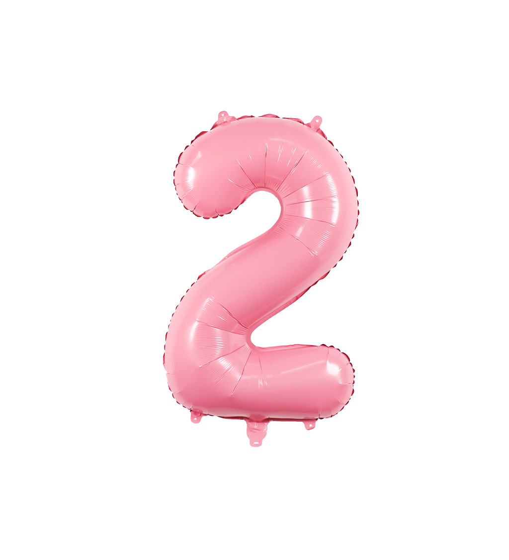 Fóliový balónek číslo 2 světle růžové 80 cm