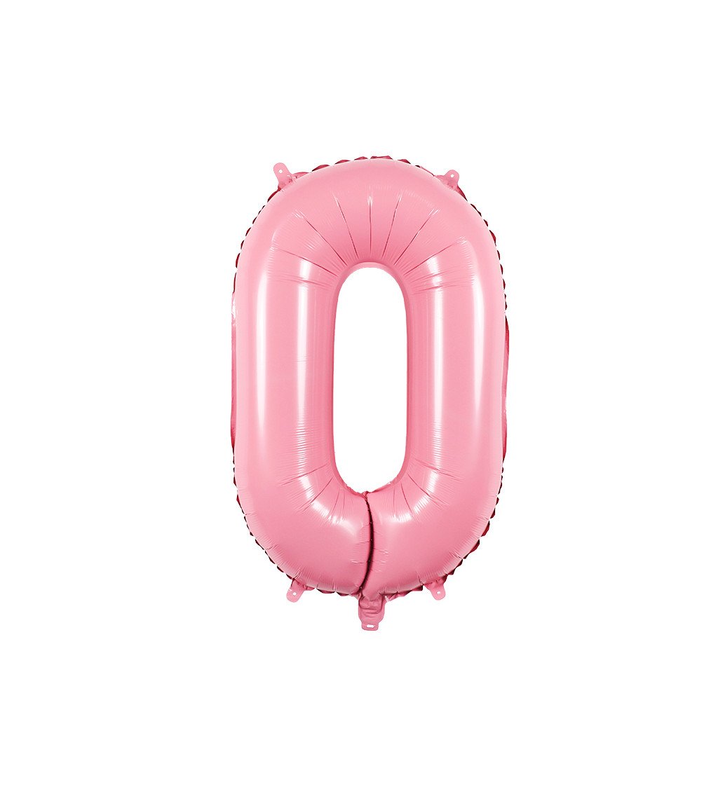Fóliový balónek číslo 0 světle růžové 80 cm