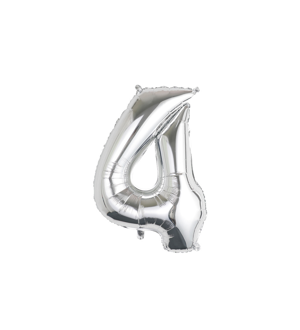 Fóliový balónek číslo 4 stříbrné 80 cm