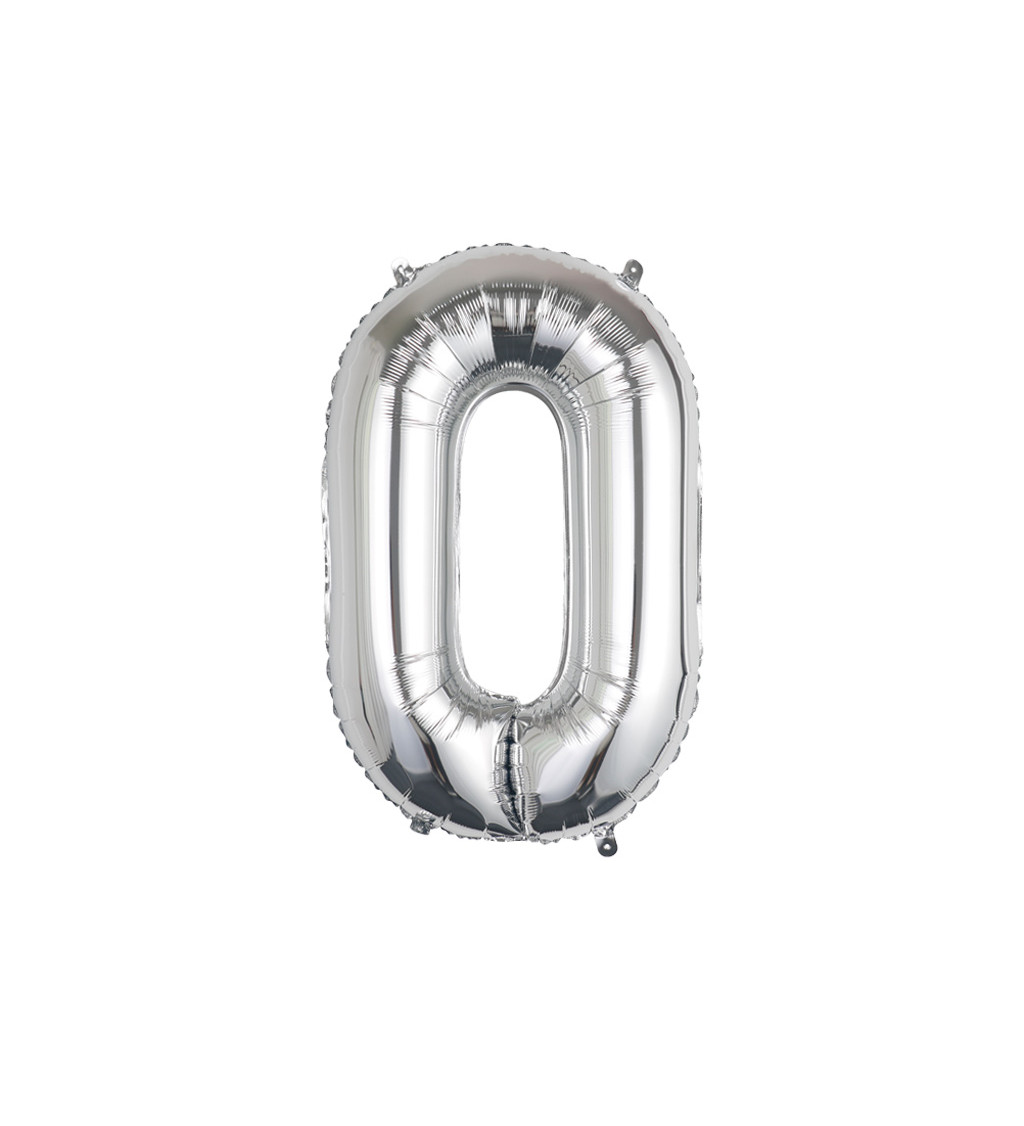 Fóliový balónek číslo 0 stříbrné 80 cm