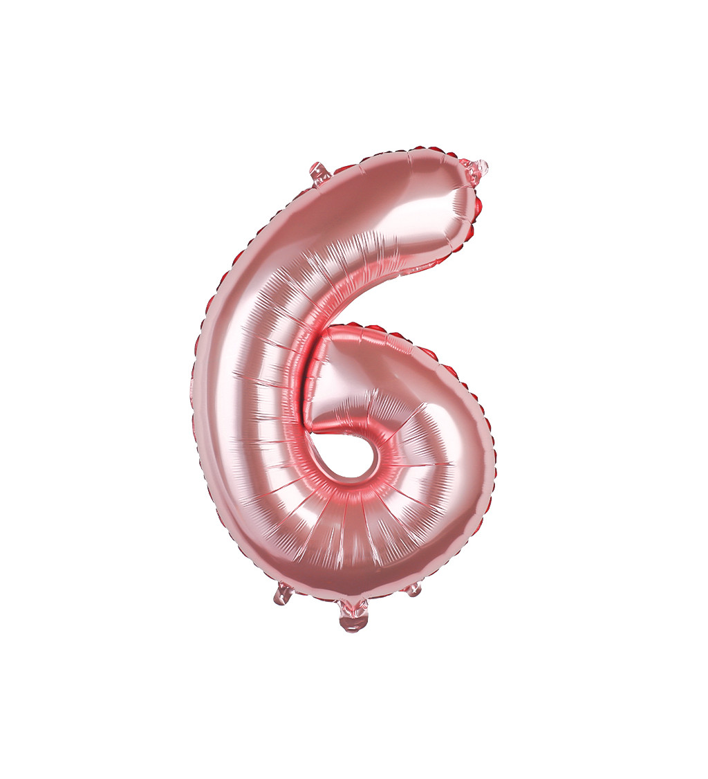 Fóliový balónek číslo 6 rosegold 80 cm