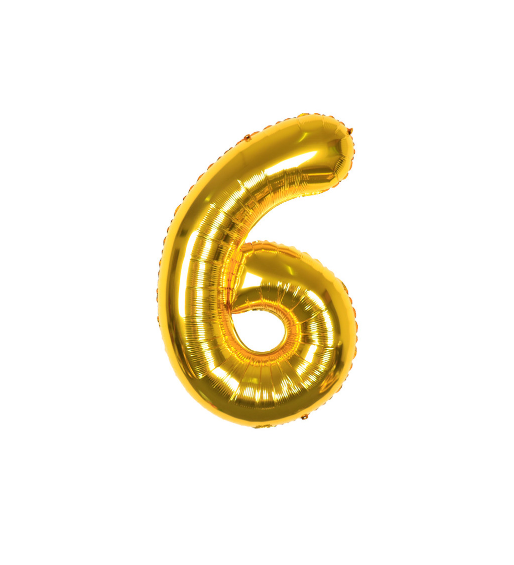 Fóliový balónek číslo 6 zlaté 80 cm