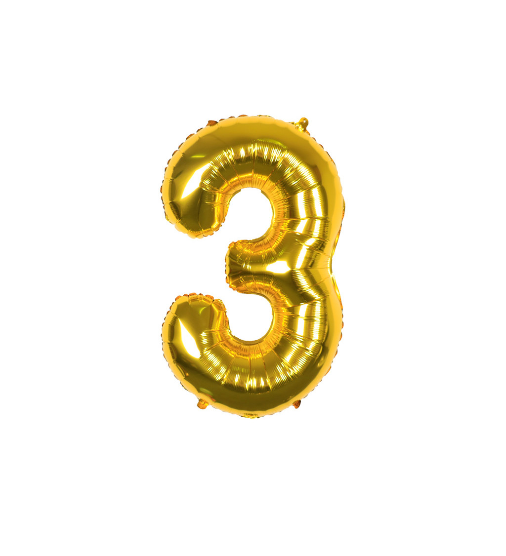 Fóliový balónek číslo 3 zlaté 80 cm