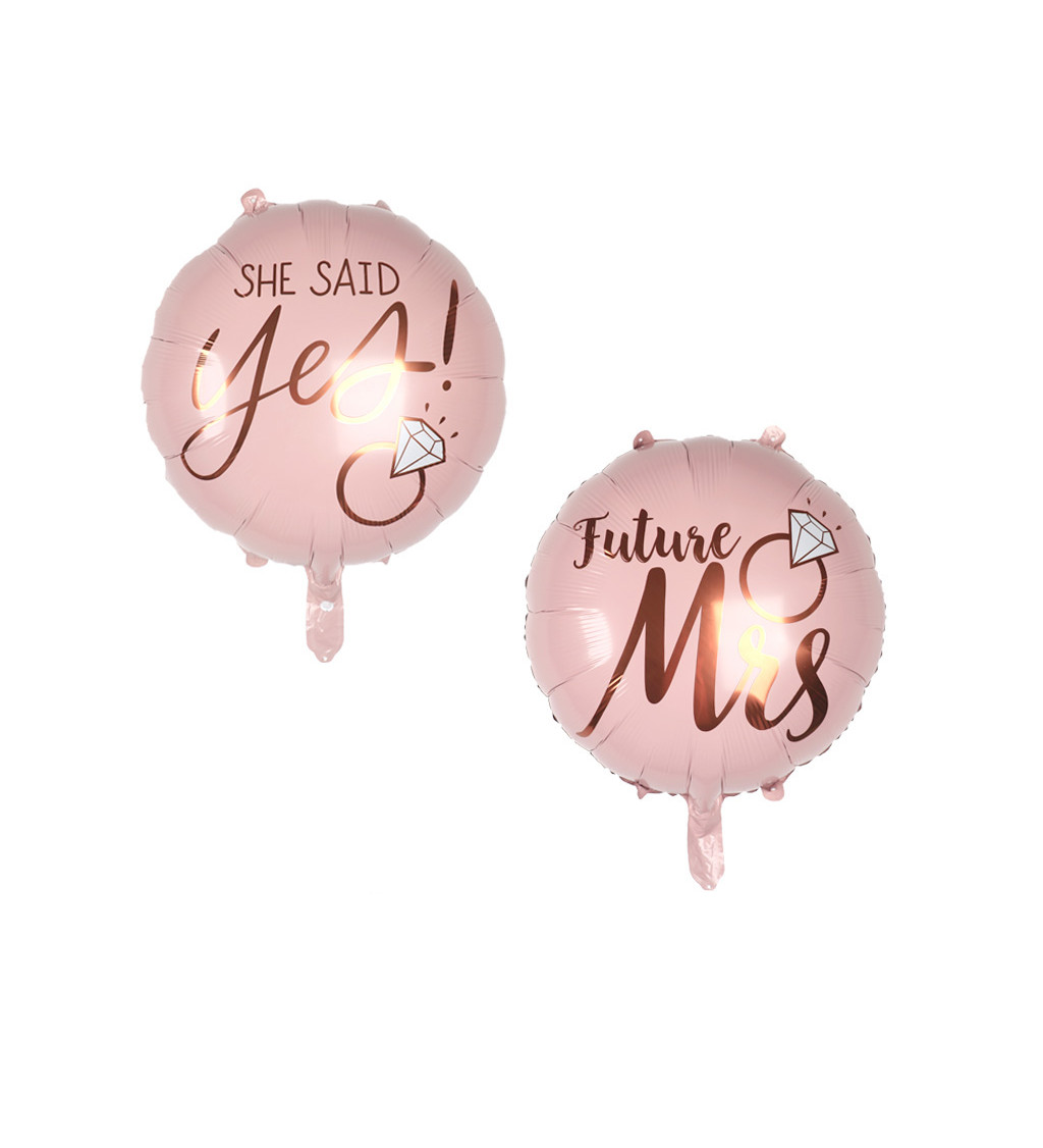 Fóliový balónek She said yes růžový 55 cm