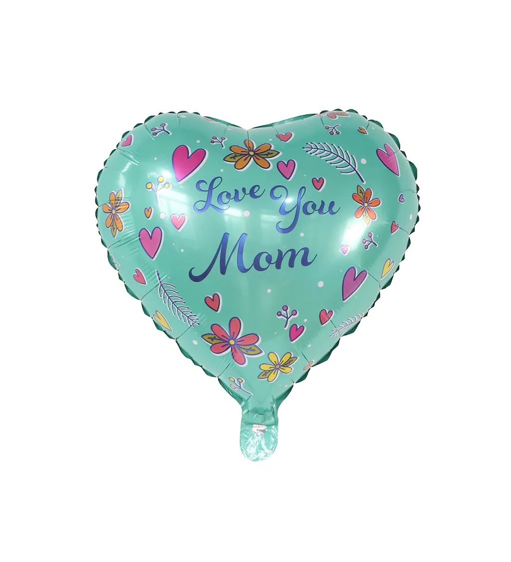 Fóliový balónek Love you mom zelená 45 cm
