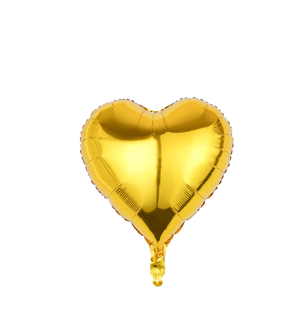 Fóliový balónek srdce zlaté 45 cm