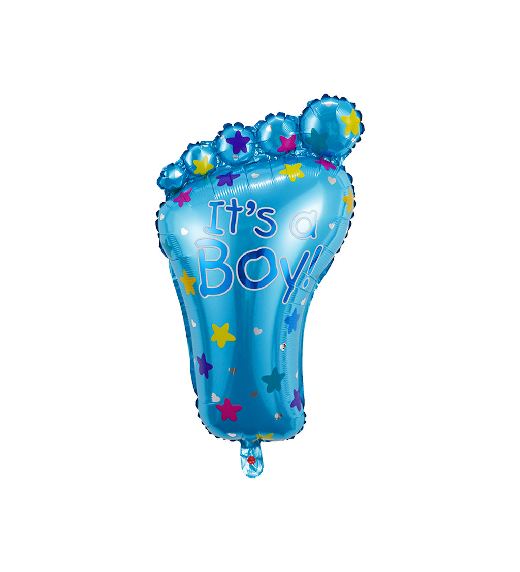 Fóliový balónek Noha kluk modrá