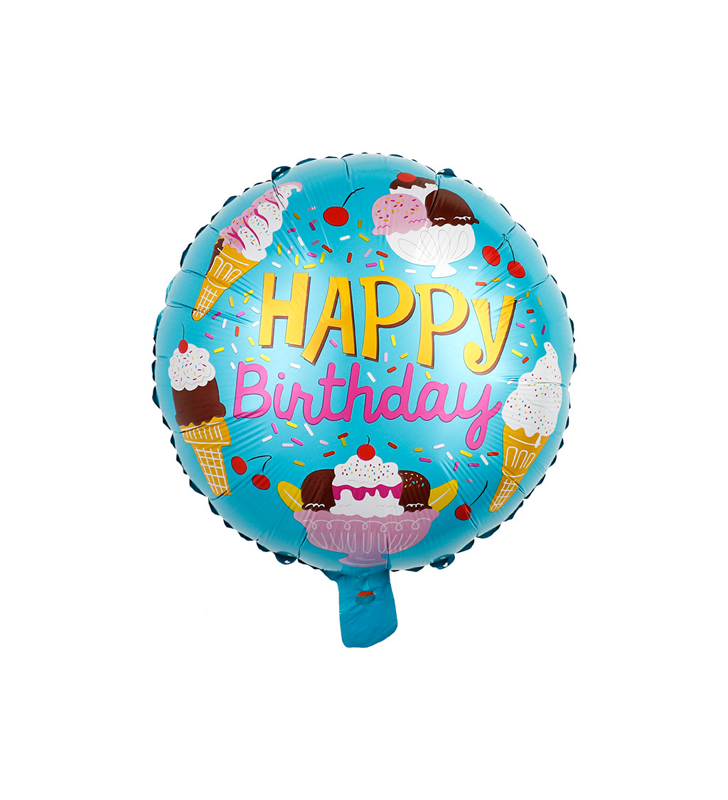 Fóliový balónek Happy birthday zmrzliny barevný 45 cm