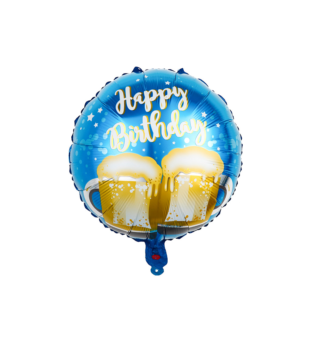 Fóliový balónek Happy birthday pivo barevný 45 cm