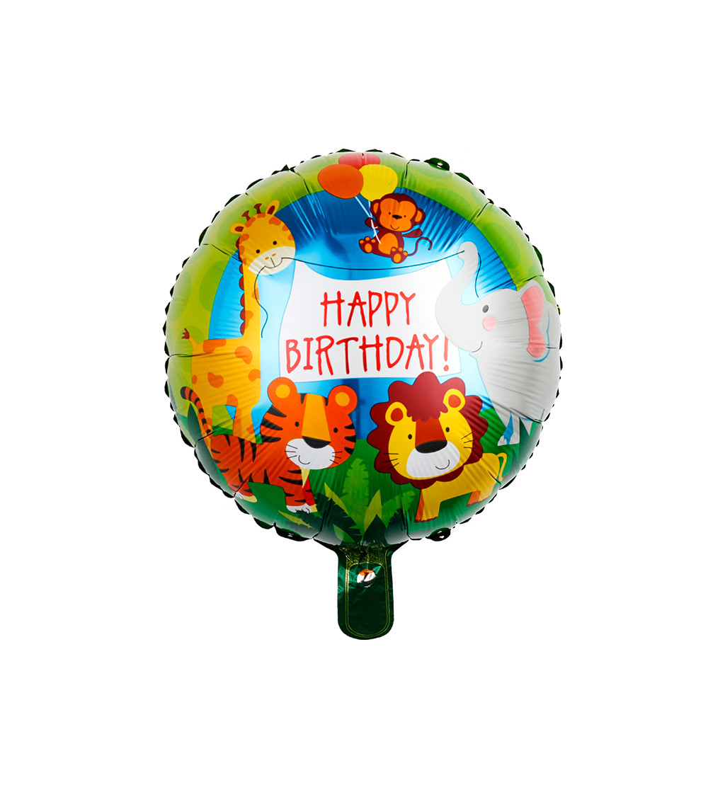 Fóliový balónek Happy birthday safari barevný 45 cm