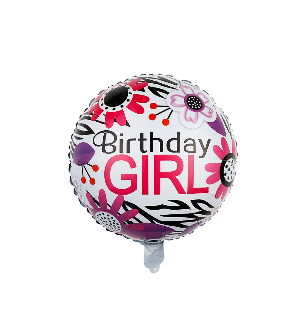 Fóliový balónek Birthday girl růžový 45 cm