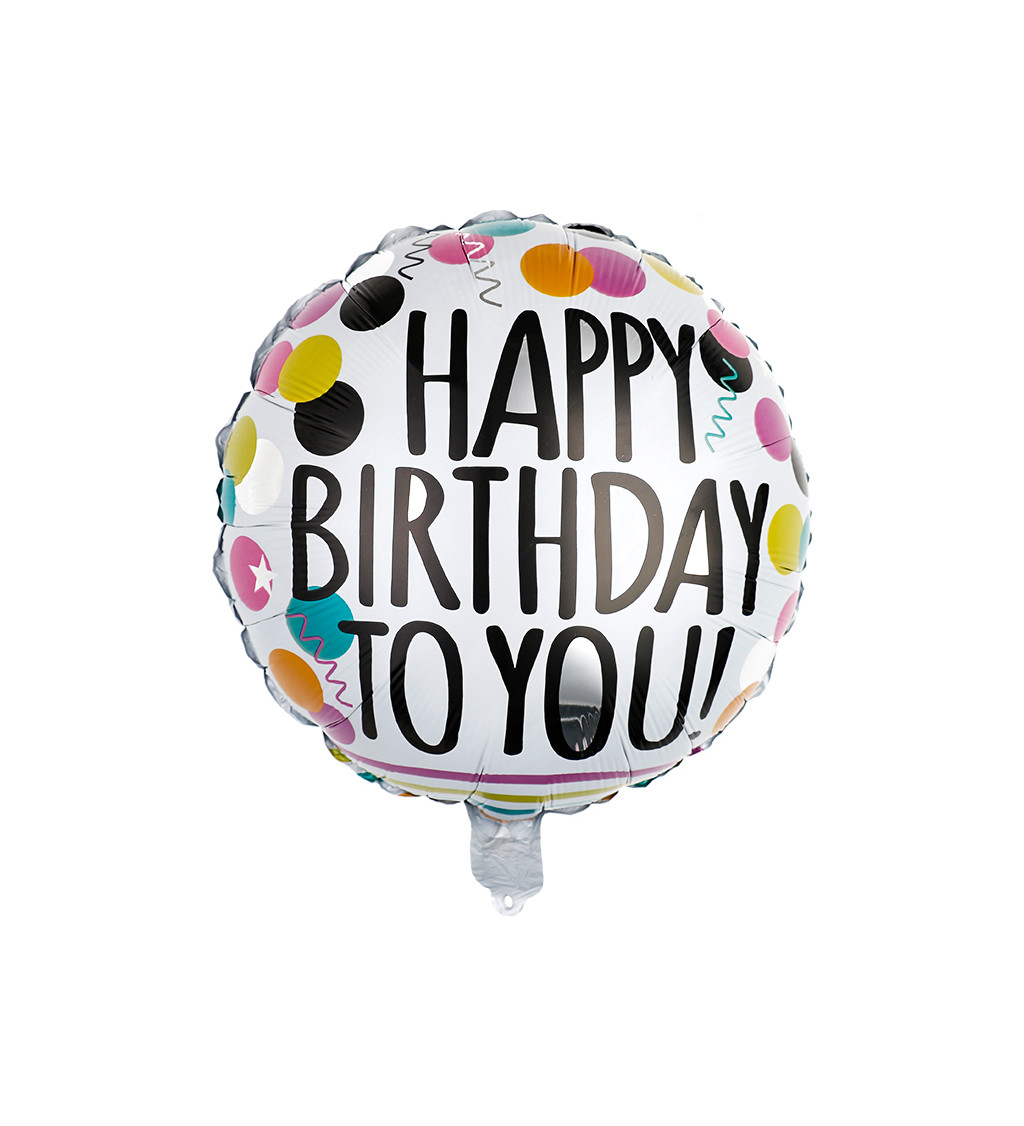 Fóliový balónek Happy birthday konfety barevný 45 cm