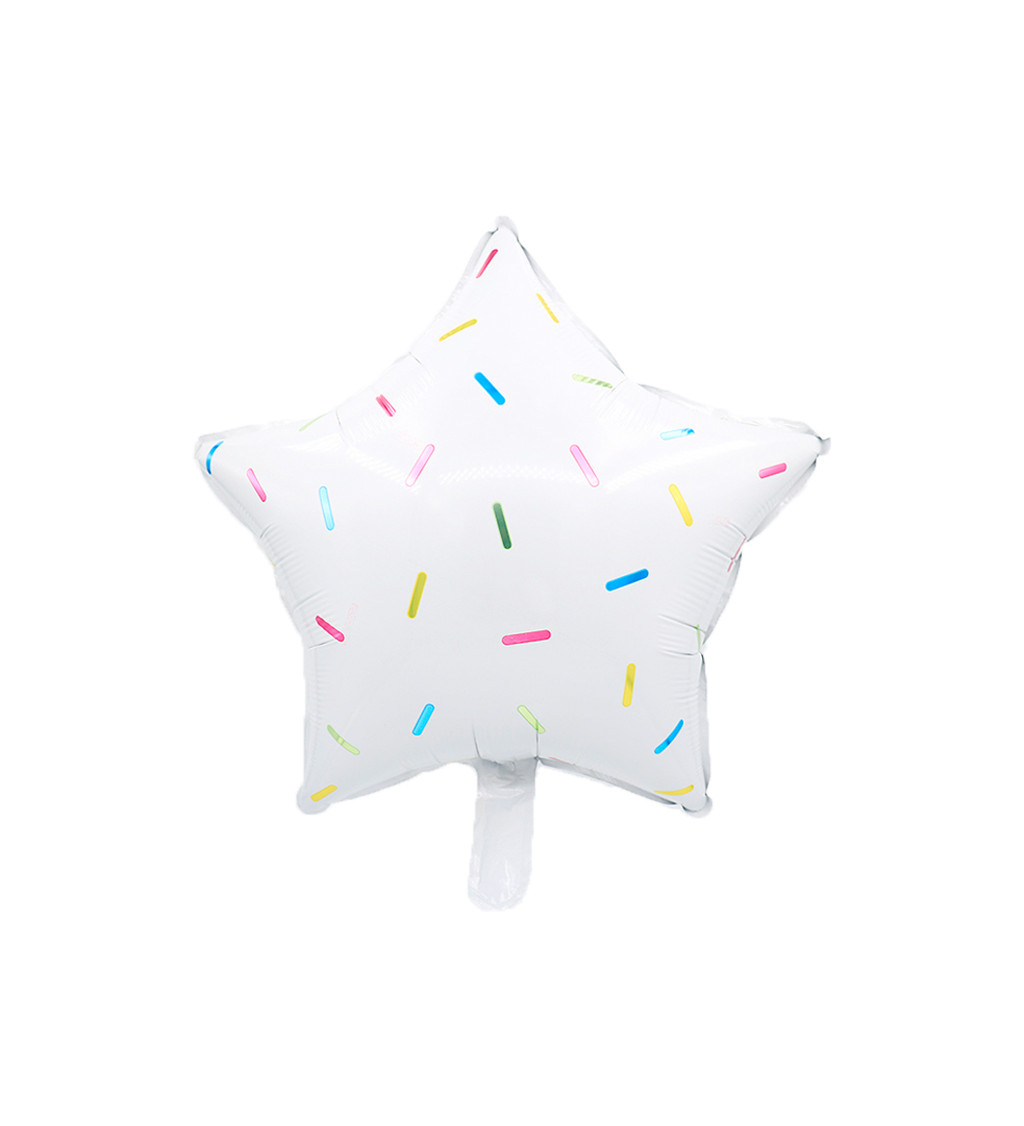 Fóliový balónek Hvězda konfety barevné 45 cm