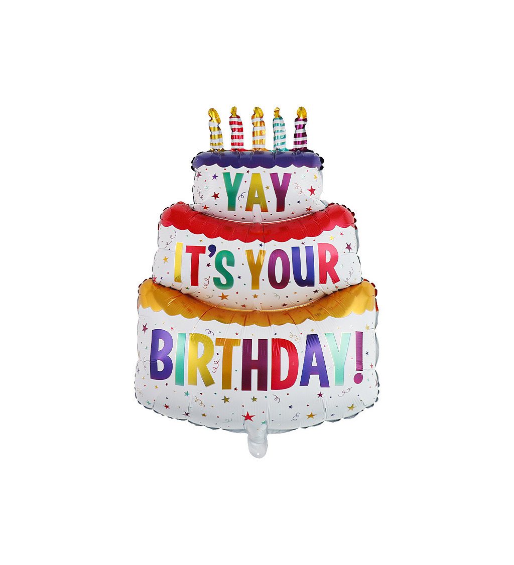 Fóliový balónek Narozeninový dort barevný