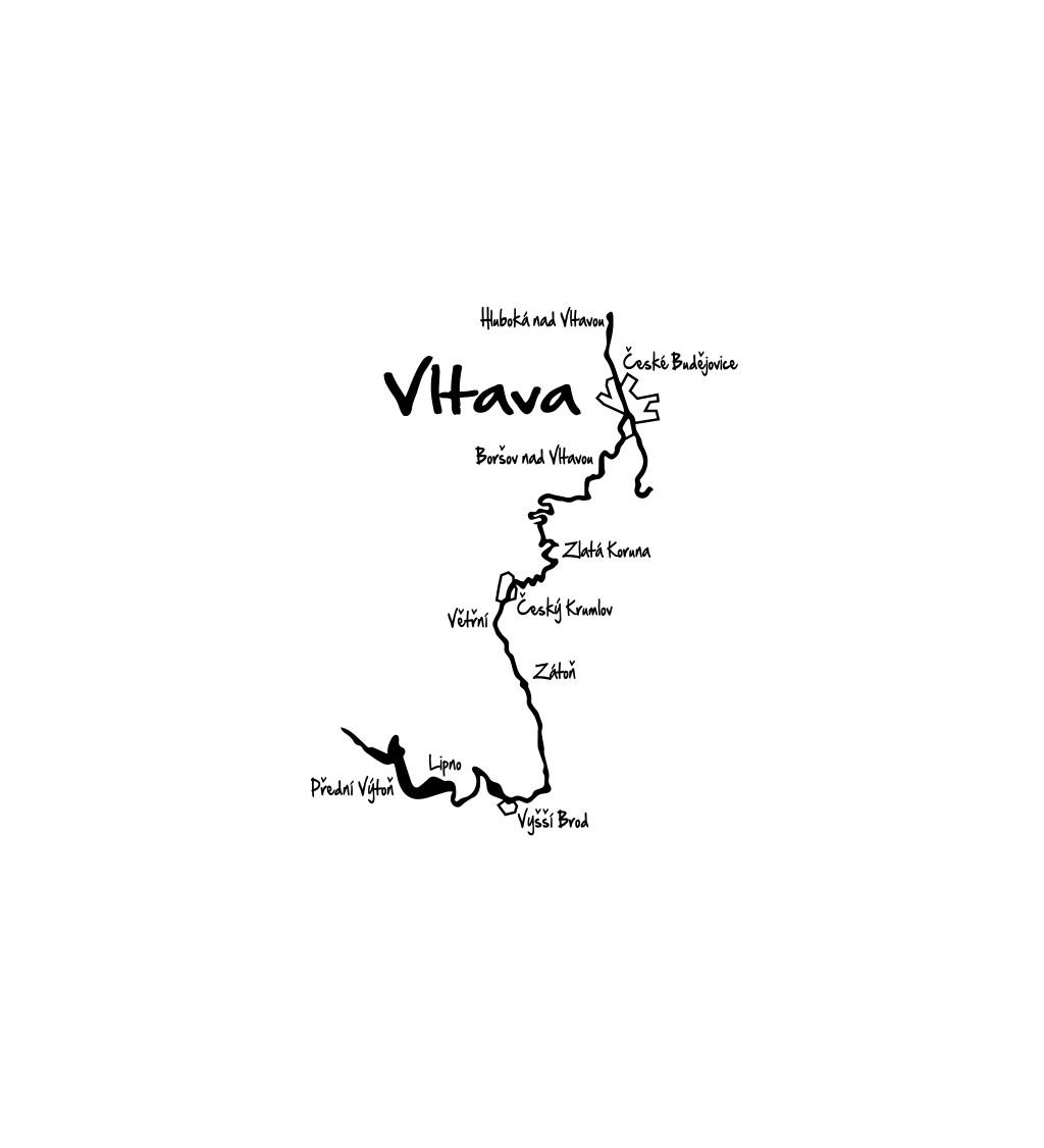 Dámské tričko bílé - Vltava mapa