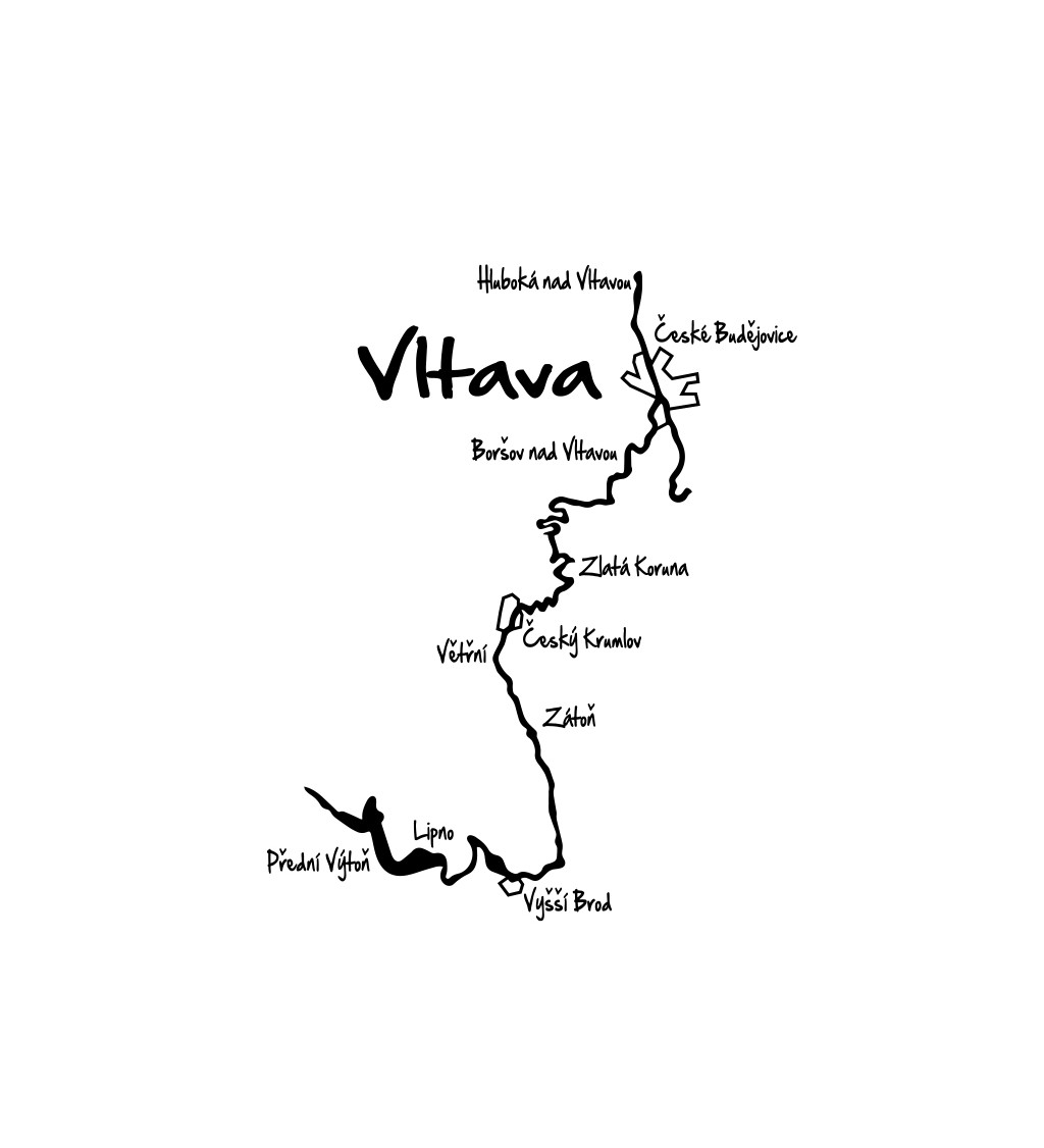 Pánské tričko bílé - Vltava mapa