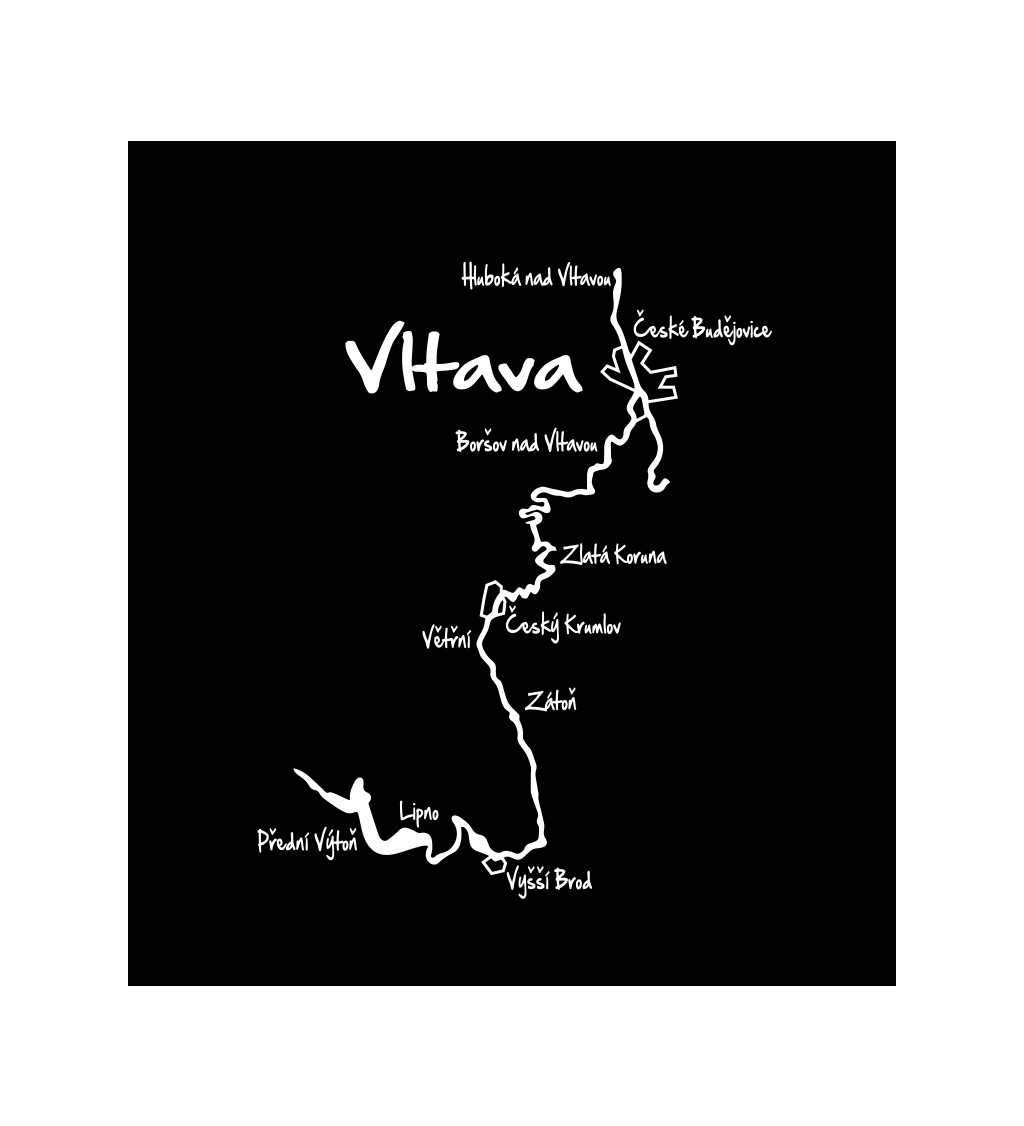 Pánské tričko černé - Vltava mapa