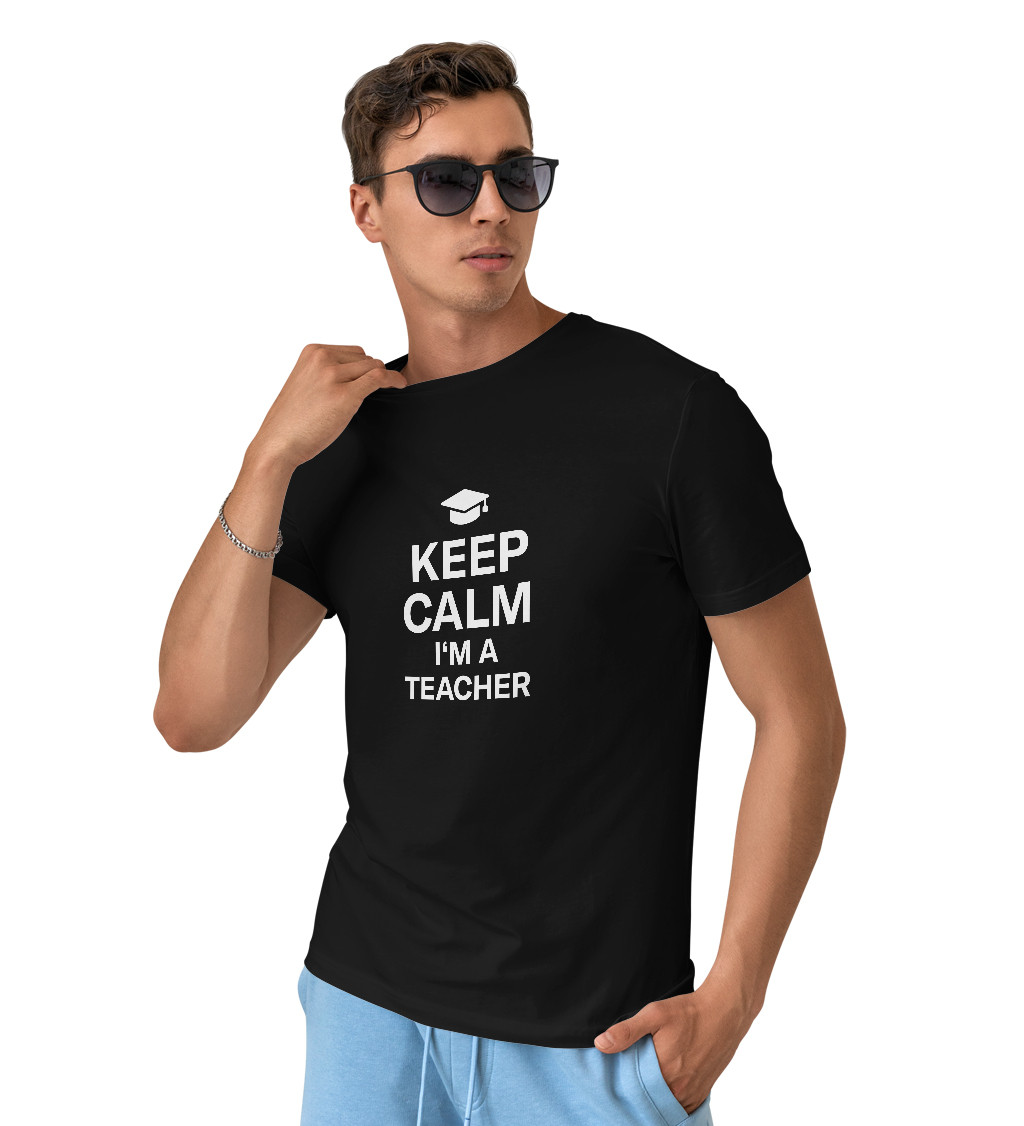 Pánské tričko černé - Keep calm I´m a teacher