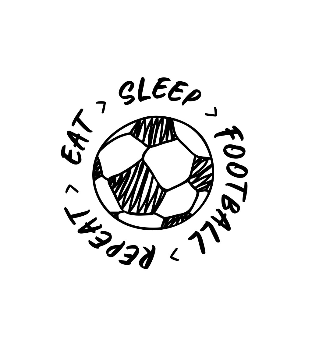 Pánské tričko bílé - Eat sleep football repeat