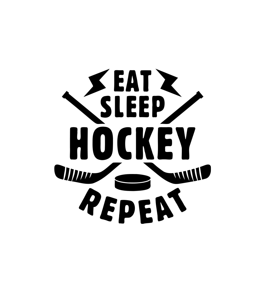 Pánské tričko bílé - Eat sleep hockey repeat