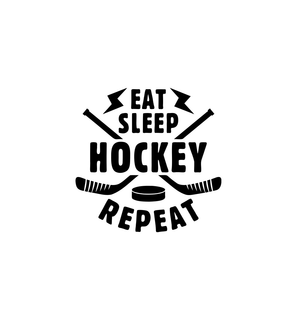 Dámské tričko bílé - Eat sleep hockey repeat