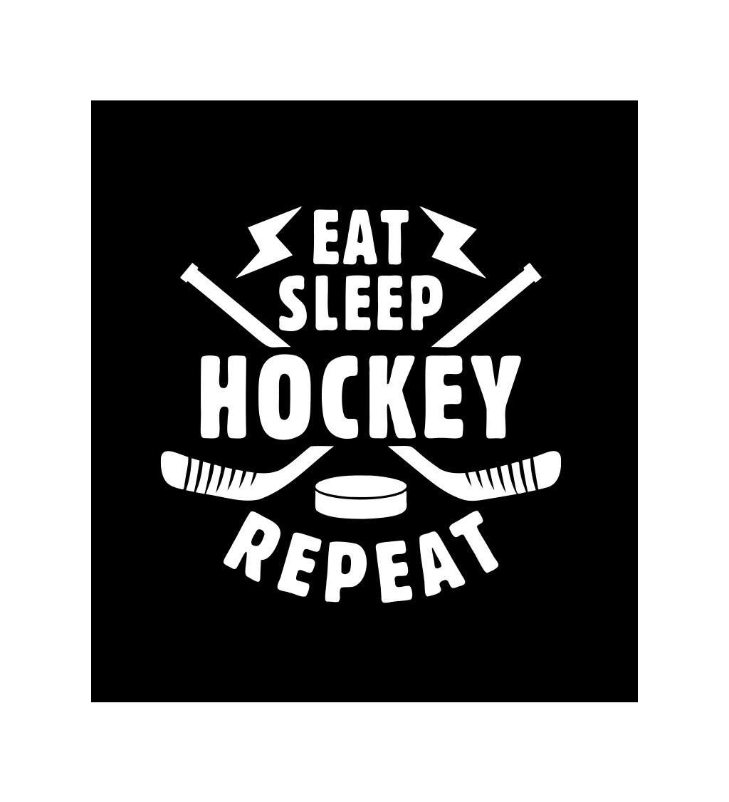 Pánské tričko černé - Eat sleep hockey repeat