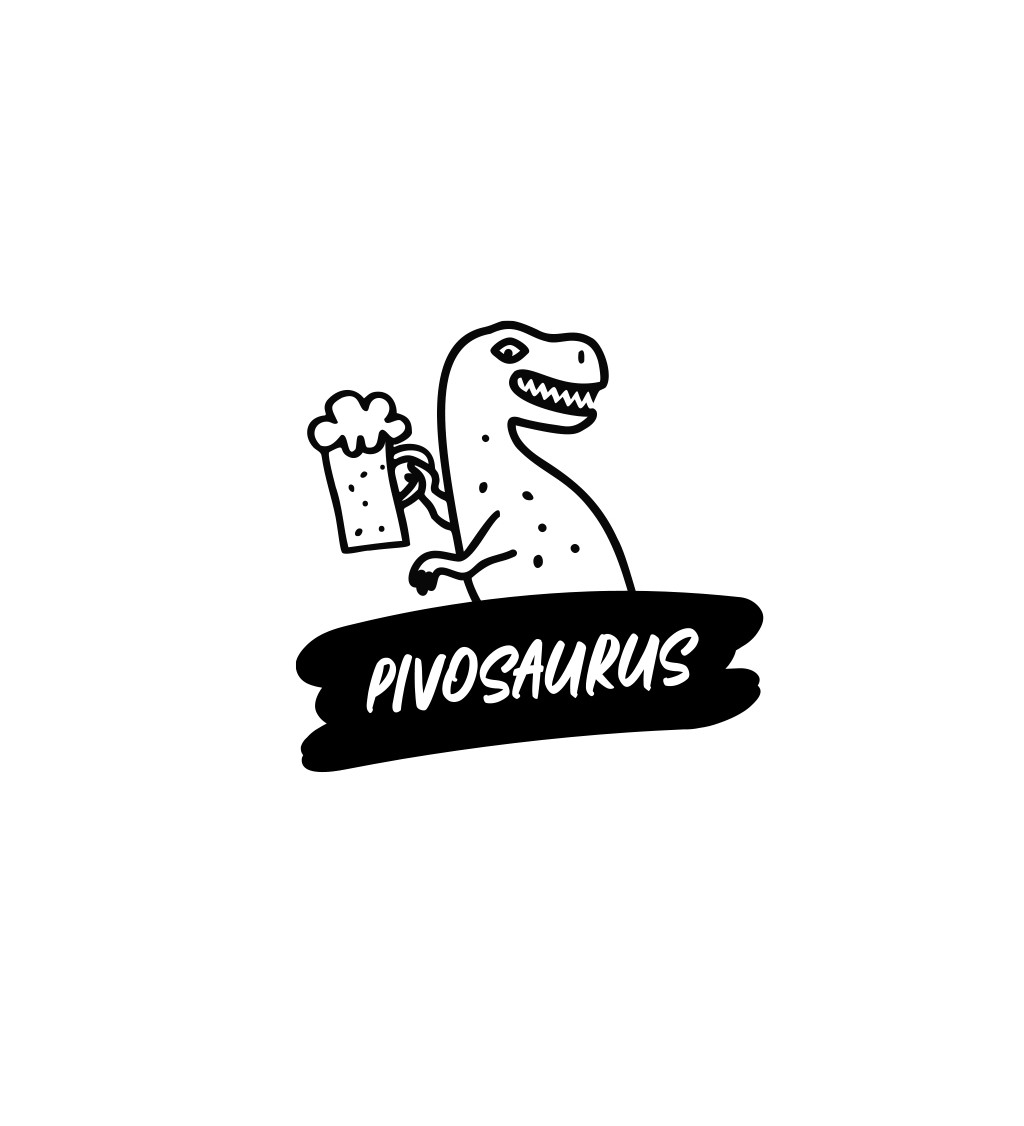 Pánské tričko bílé - Pivosaurus