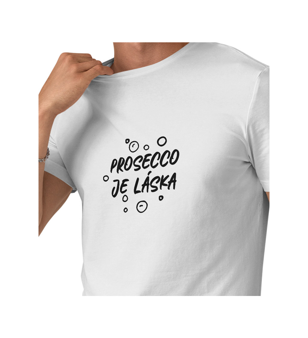 Pánské tričko bílé - Prosecco je láska