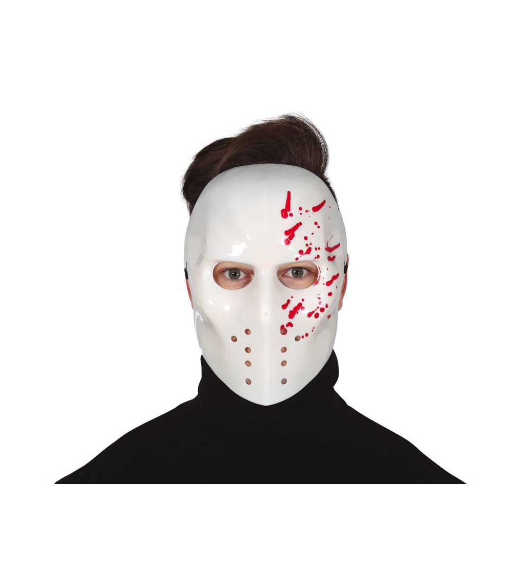 Hokejová bílá krvavá maska