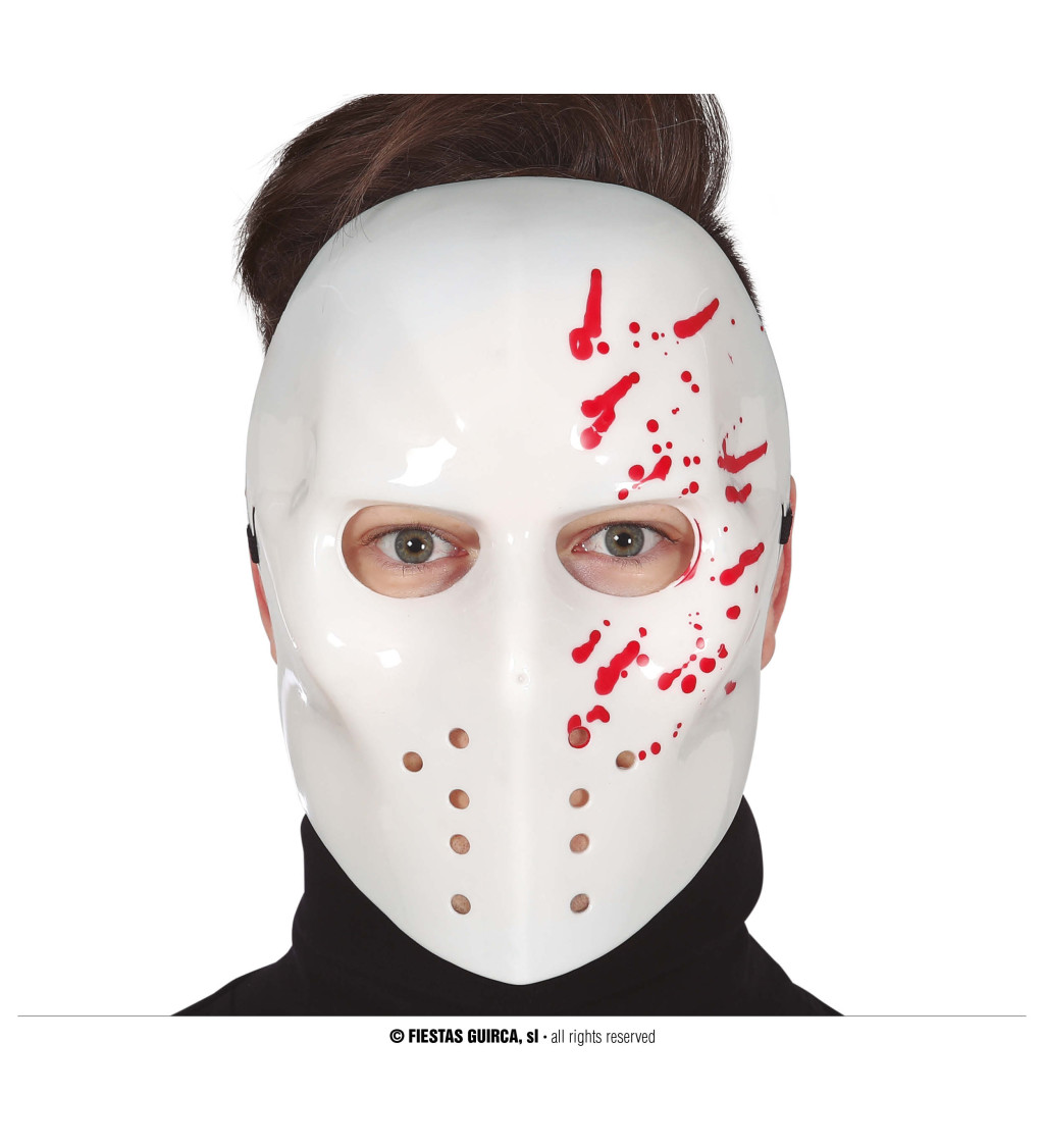 Hokejová bílá krvavá maska