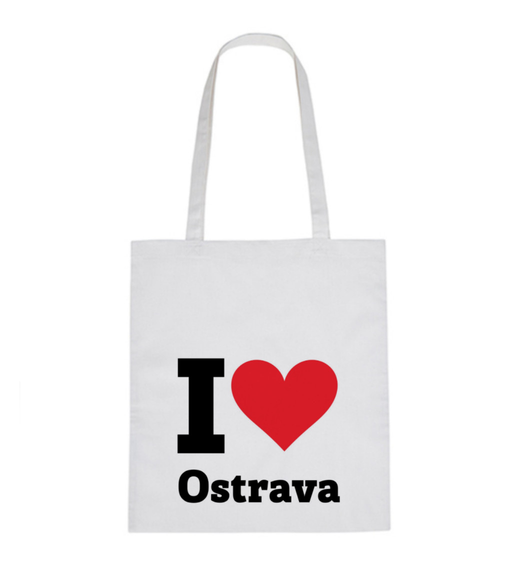 Plátěná taška - Pánské bílé triko I love Ostrava