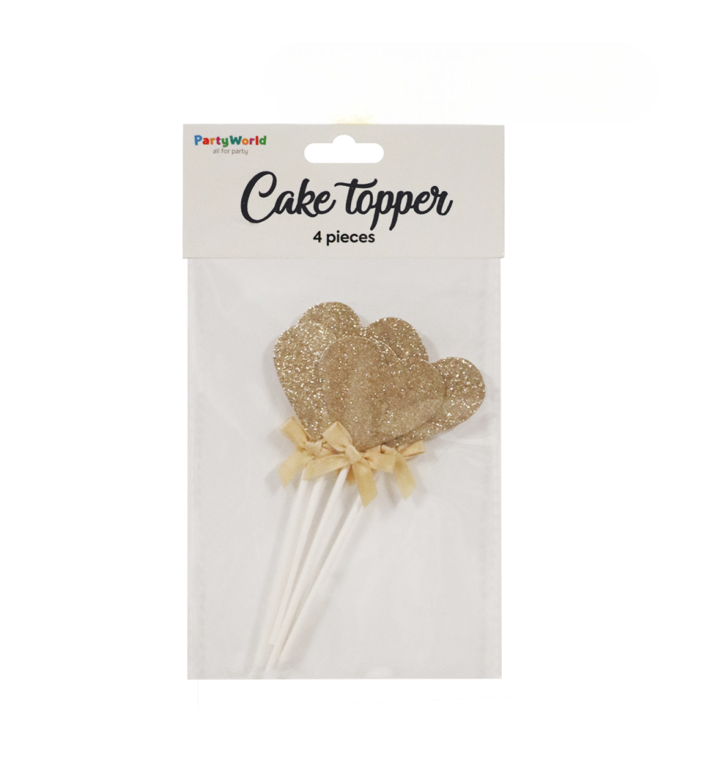 Zápich do dortu srdíčka rose gold