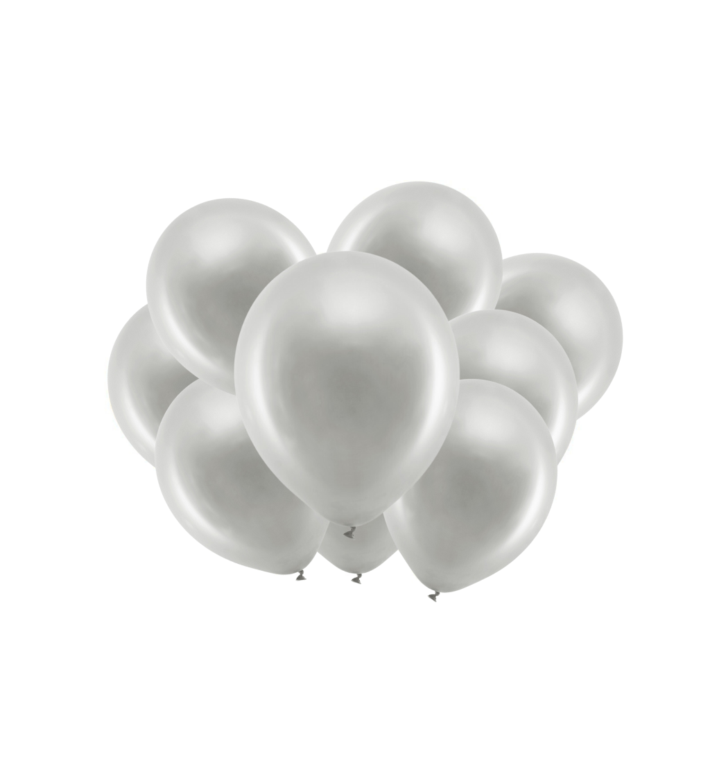 Latexové balónky metalické šedé 30 cm 10 ks