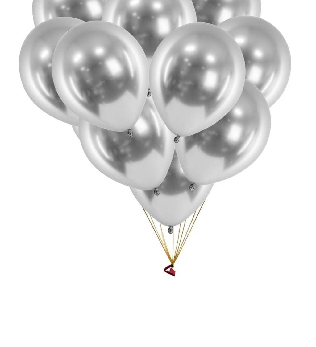 Latexové balónky chromové stříbrné 30 cm 50 ks