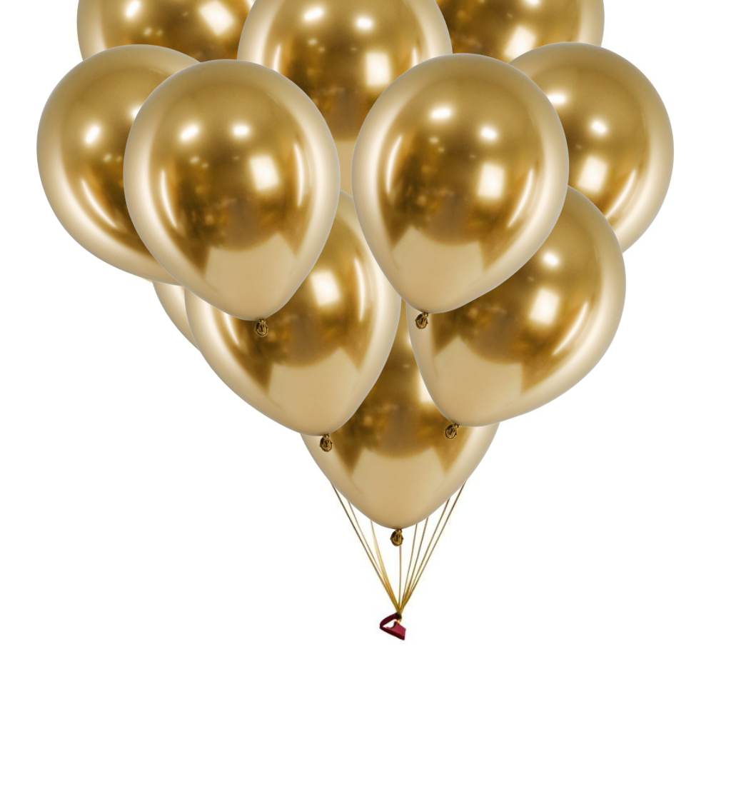 Latexové balónky chromové zlaté 30 cm 50 ks