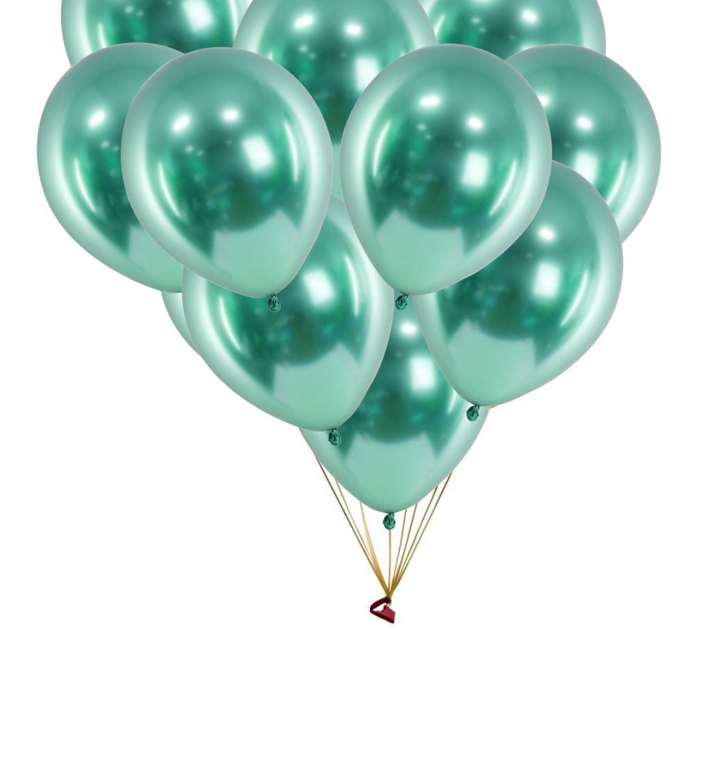 Latexové balónky chromové zelené 30 cm 50 ks