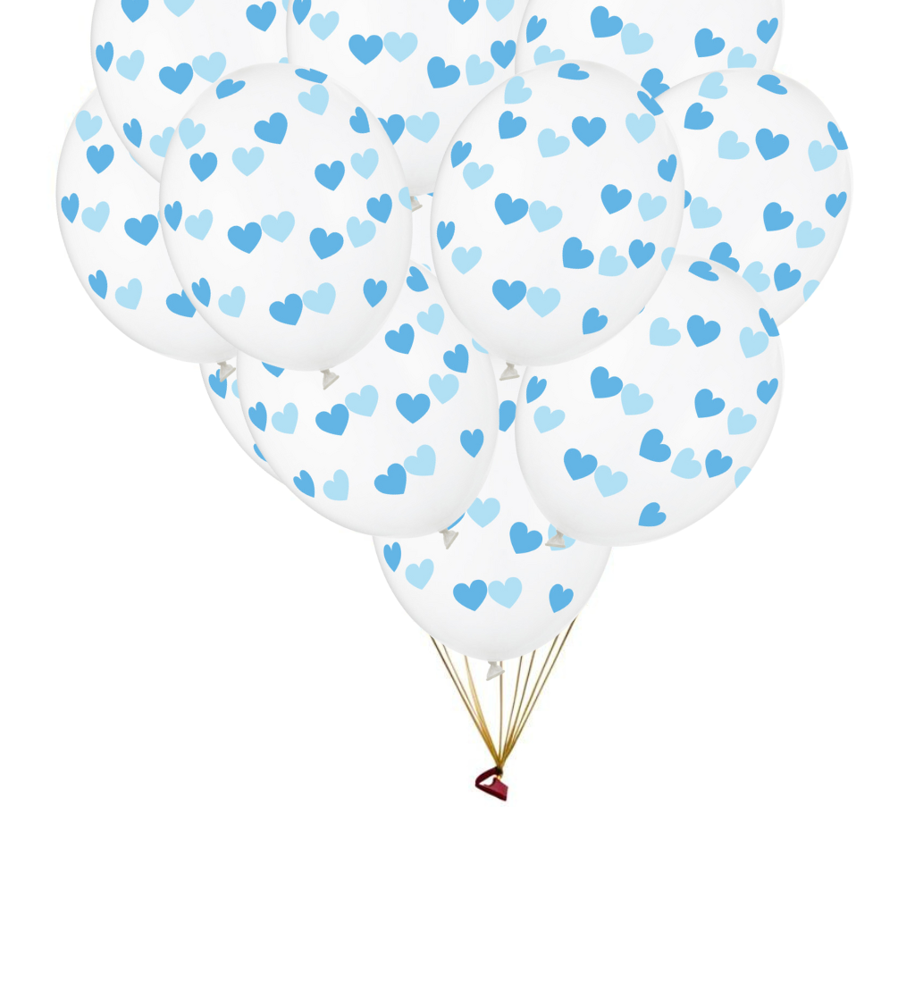Latexové balónky strong průhledné modré srdce 30 cm 50 ks