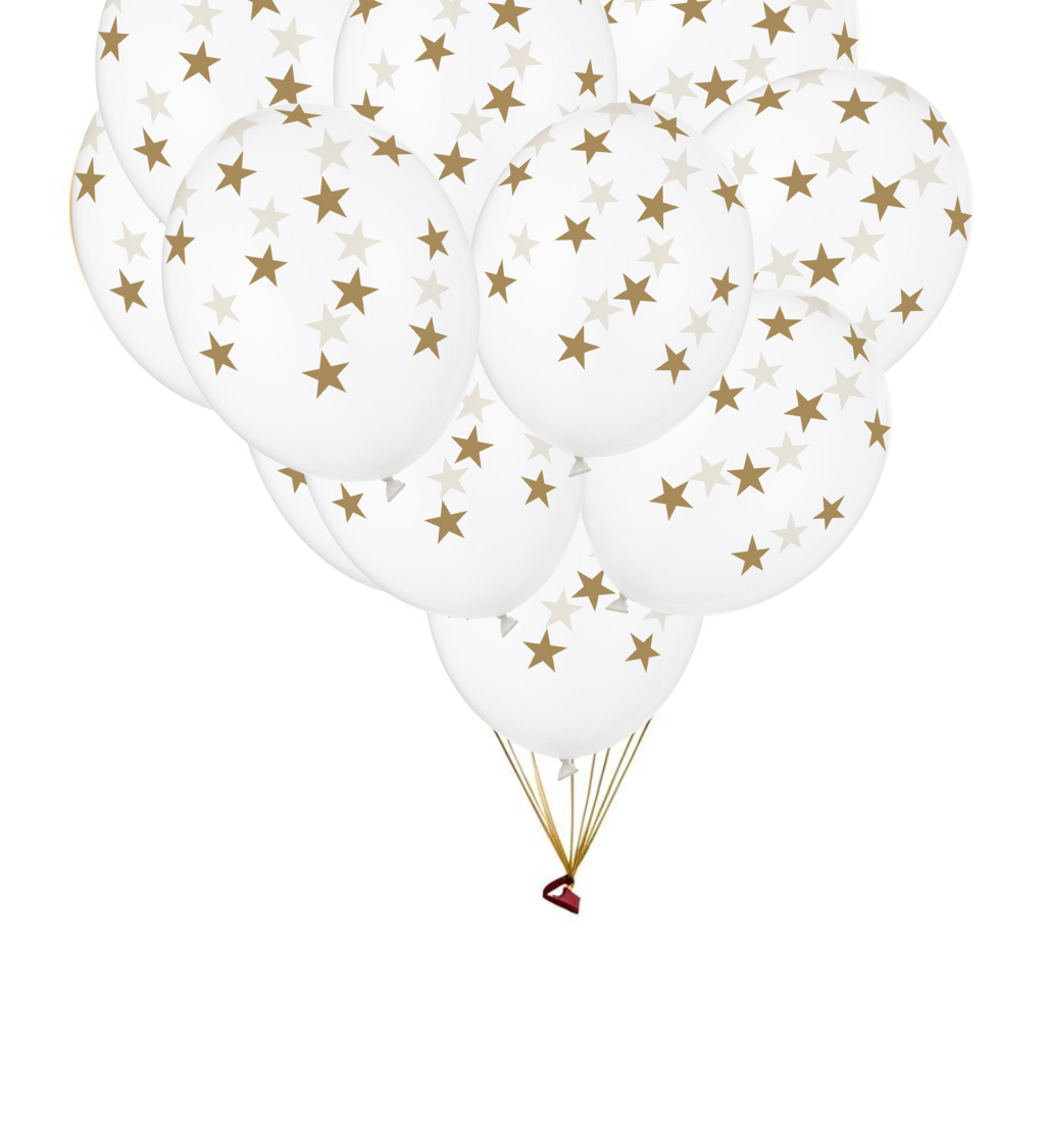 Latexové balónky strong průhledné zlaté hvězdičky 30 cm 50 ks