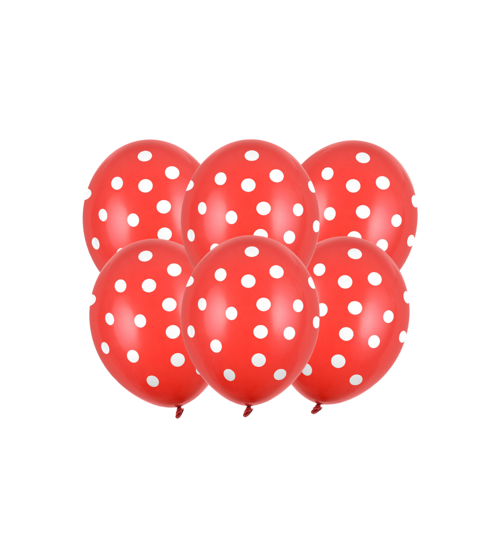 Latexové balónky strong pastelové červené s puntíky 30 cm 6 ks